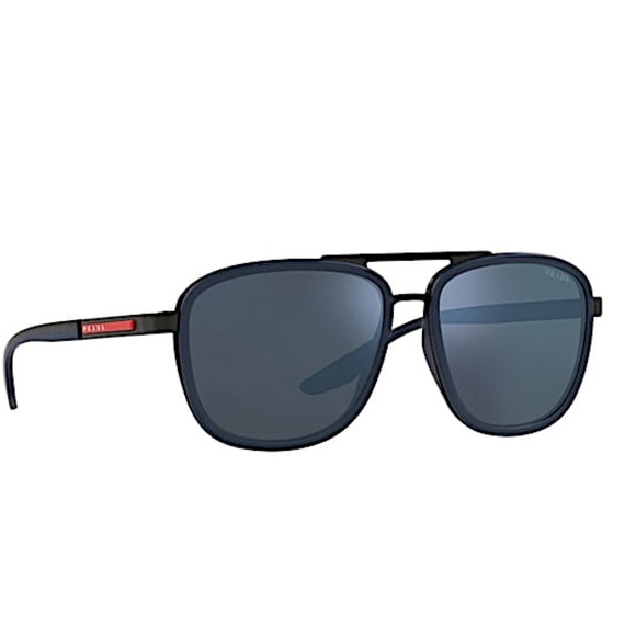 Prada Linea Rossa PS 50XS Men\'s Sunglasses Matte Black/Blue Rubber/Blue Mirror B main image 5